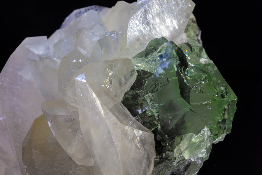 Calcite on Fluorite