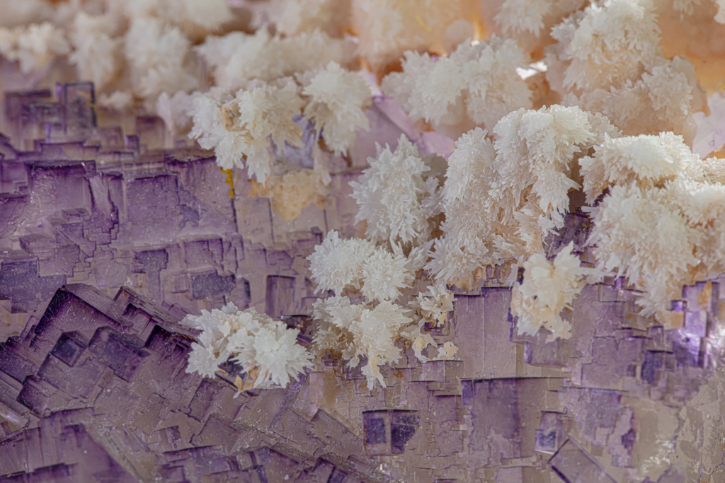 Calcite on Fluorite