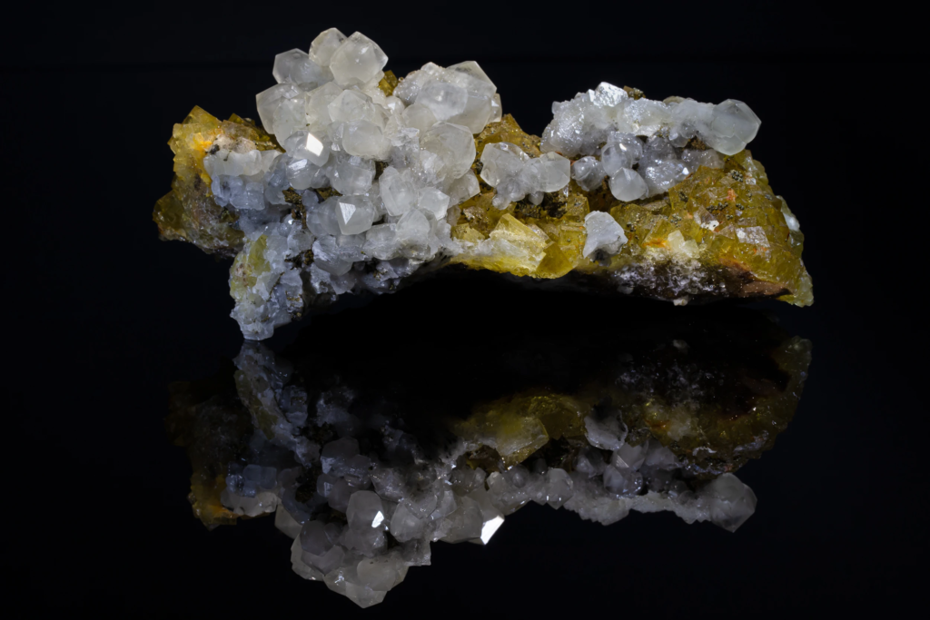 Calcite on Fluorite