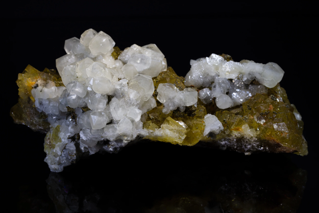 Calcite on Fluorite