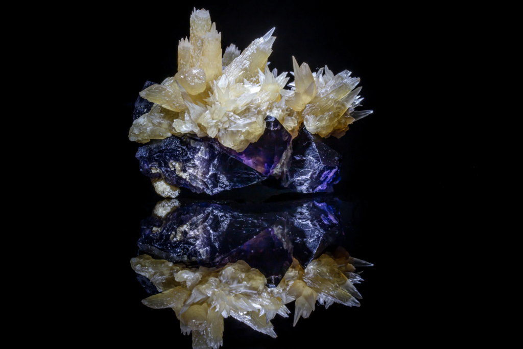 Calcite on Fluorite