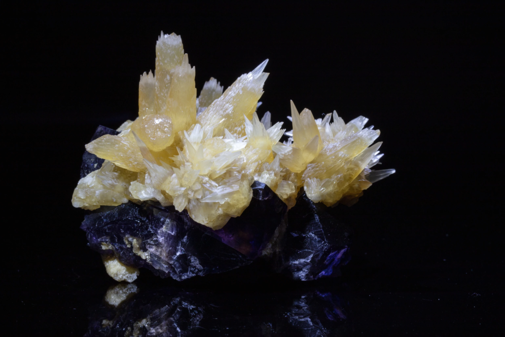 Calcite on Fluorite