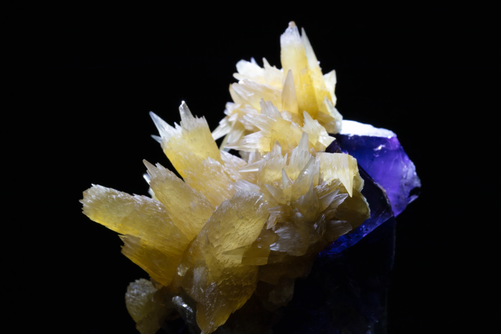 Calcite on Fluorite