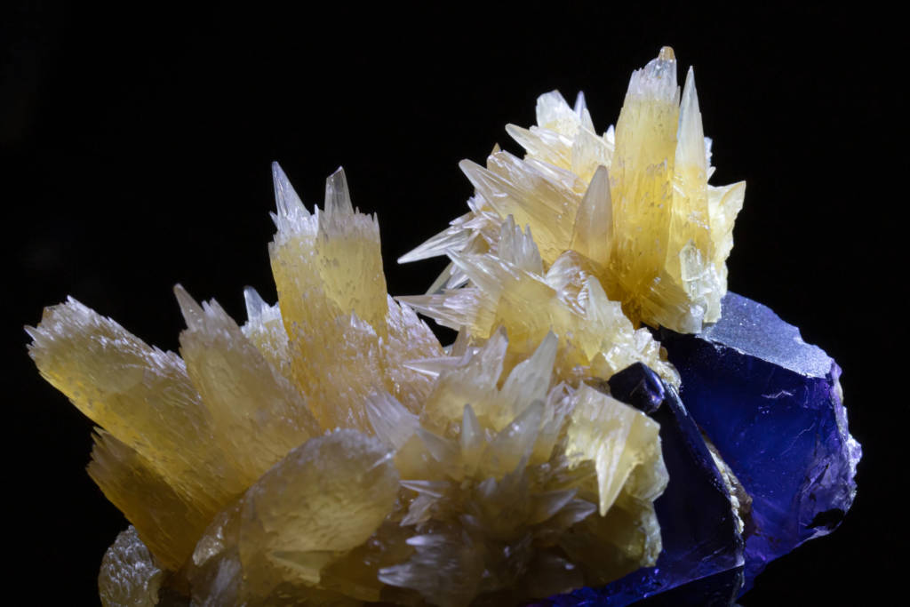 Calcite on Fluorite