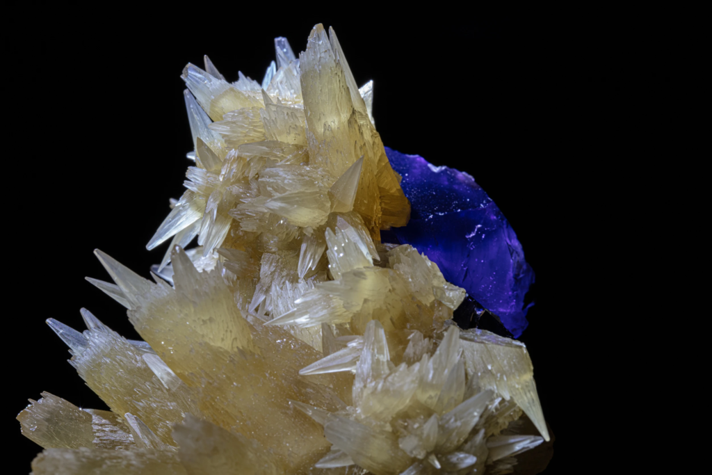 Calcite on Fluorite