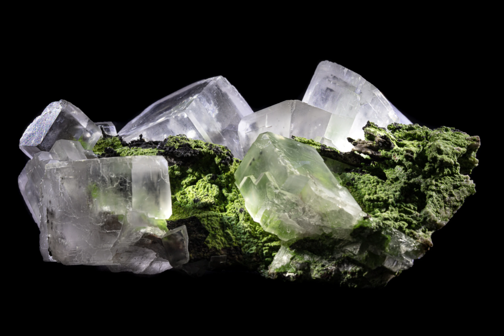 Calcite (“Phantom” Crystals) on Mottramite