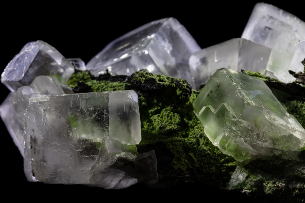 Calcite (“Phantom” Crystals) on Mottramite