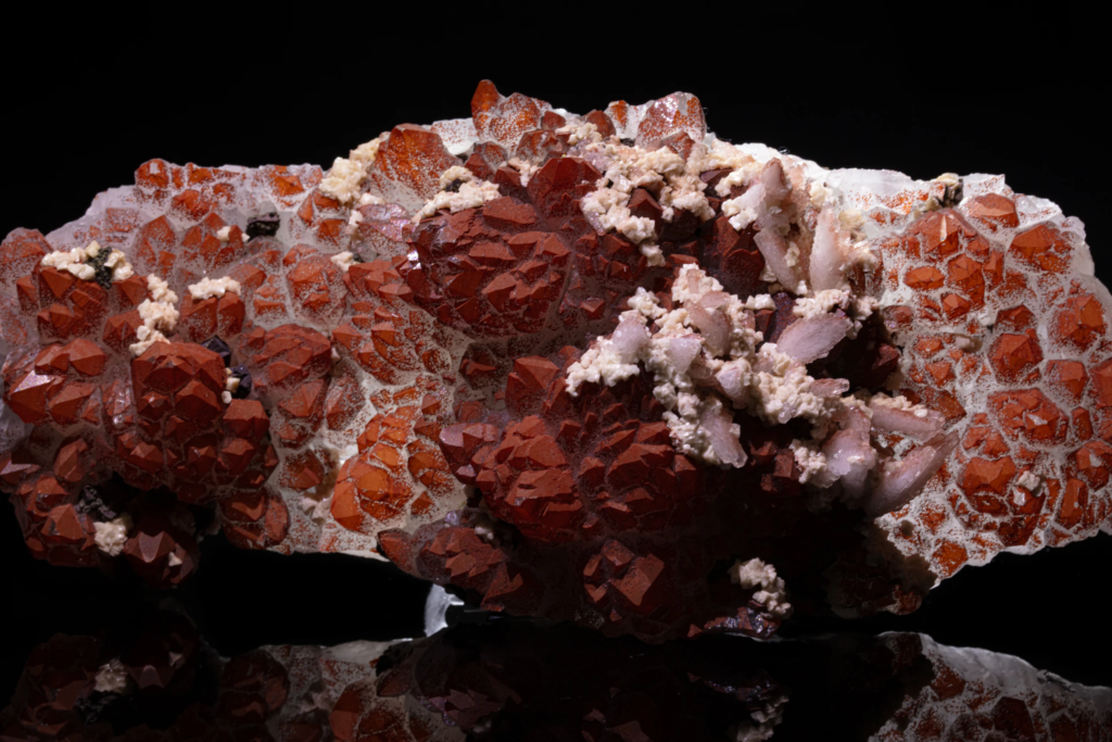 Quartz (iron-coated) with Dolomite and Calcite