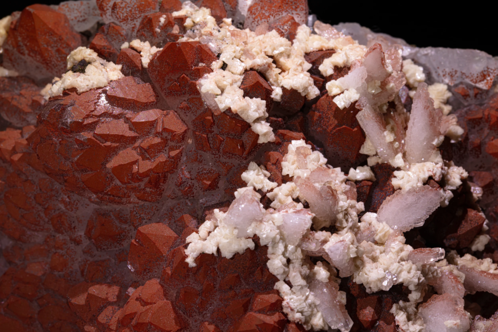 Quartz (iron-coated) with Dolomite and Calcite