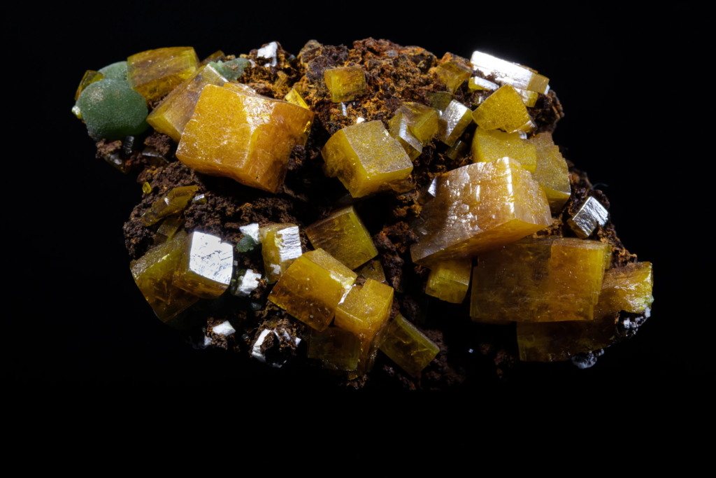 Wulfenite Pseudocubic, Mimetite & Calcite