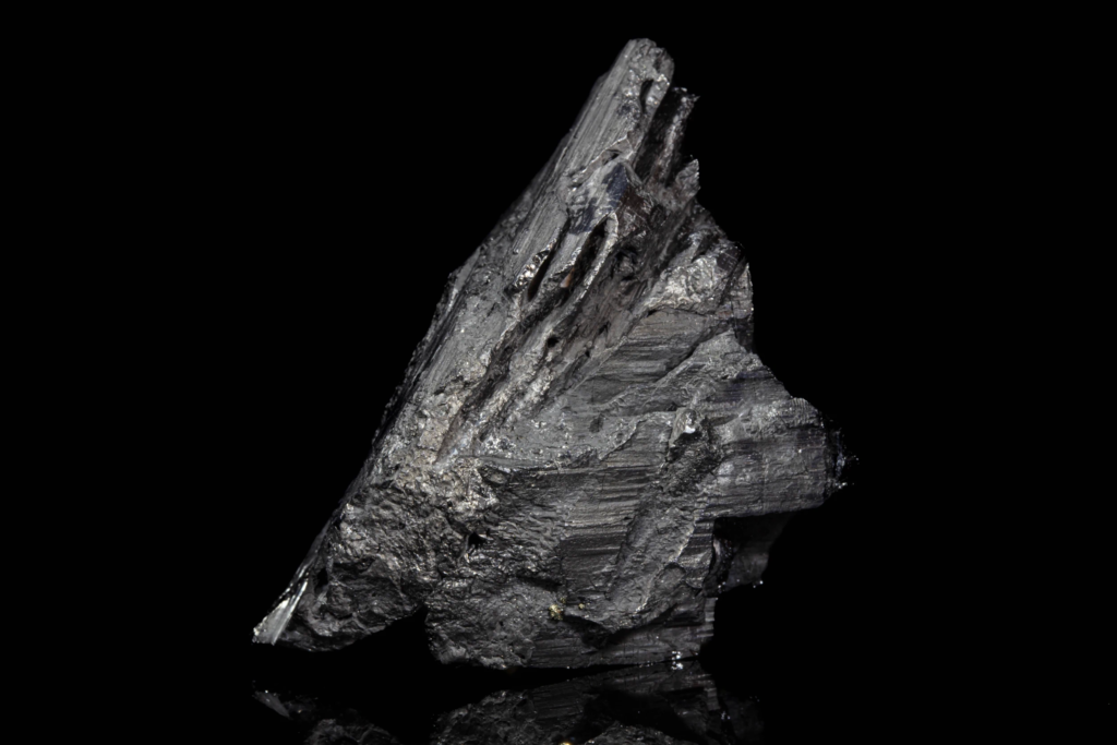 Rotated view of a metallic gray andorite crystal from Bolivia.