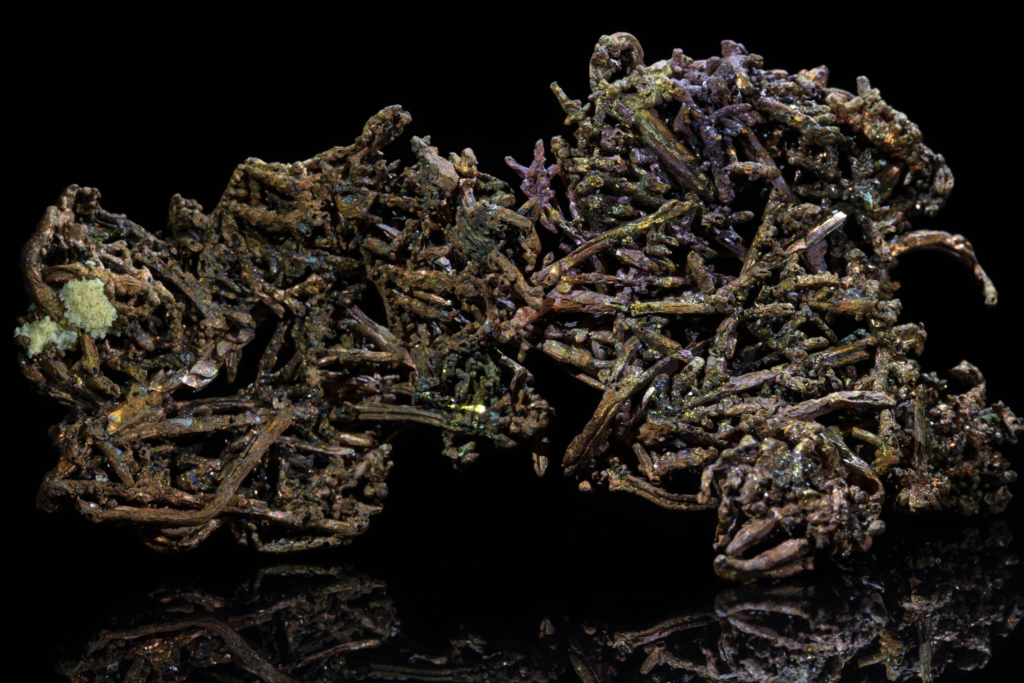 Texture detail of oxidized dendritic native copper from China.