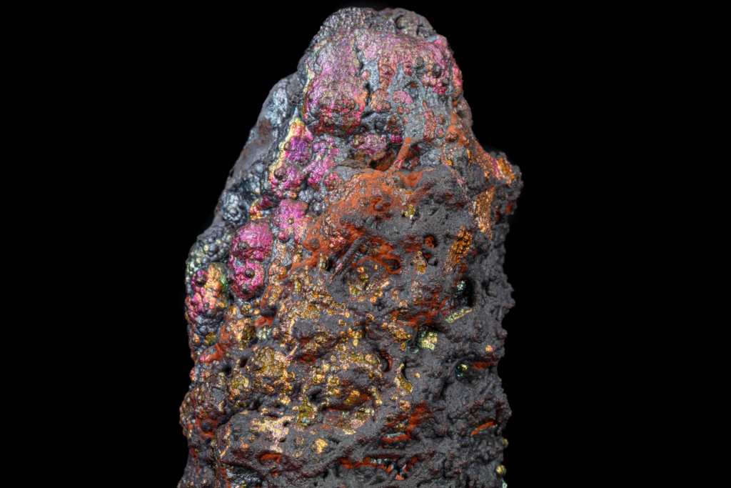 Close view of the upper tip on iridescent Spanish goethite.