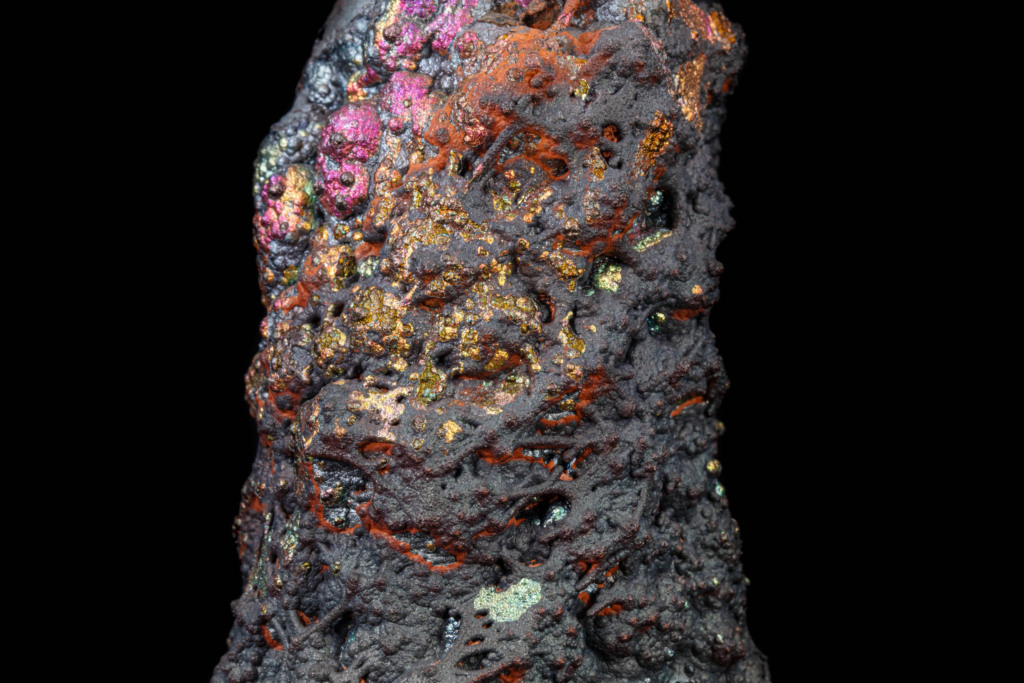 Central section detail of porous iridescent goethite from Spain.