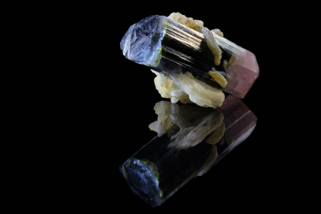 Tourmaline with Cleavelandite (double-terminated, bi-colored)