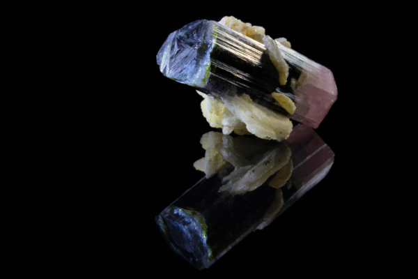 Tourmaline with Cleavelandite (double-terminated, bi-colored)