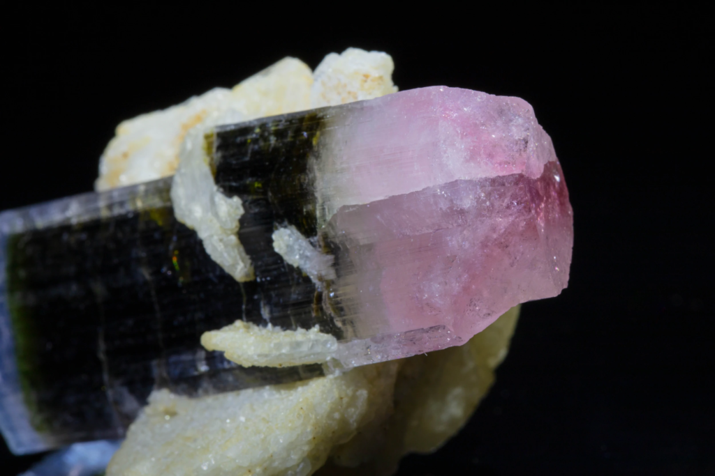 Tourmaline with Cleavelandite (double-terminated, bi-colored)